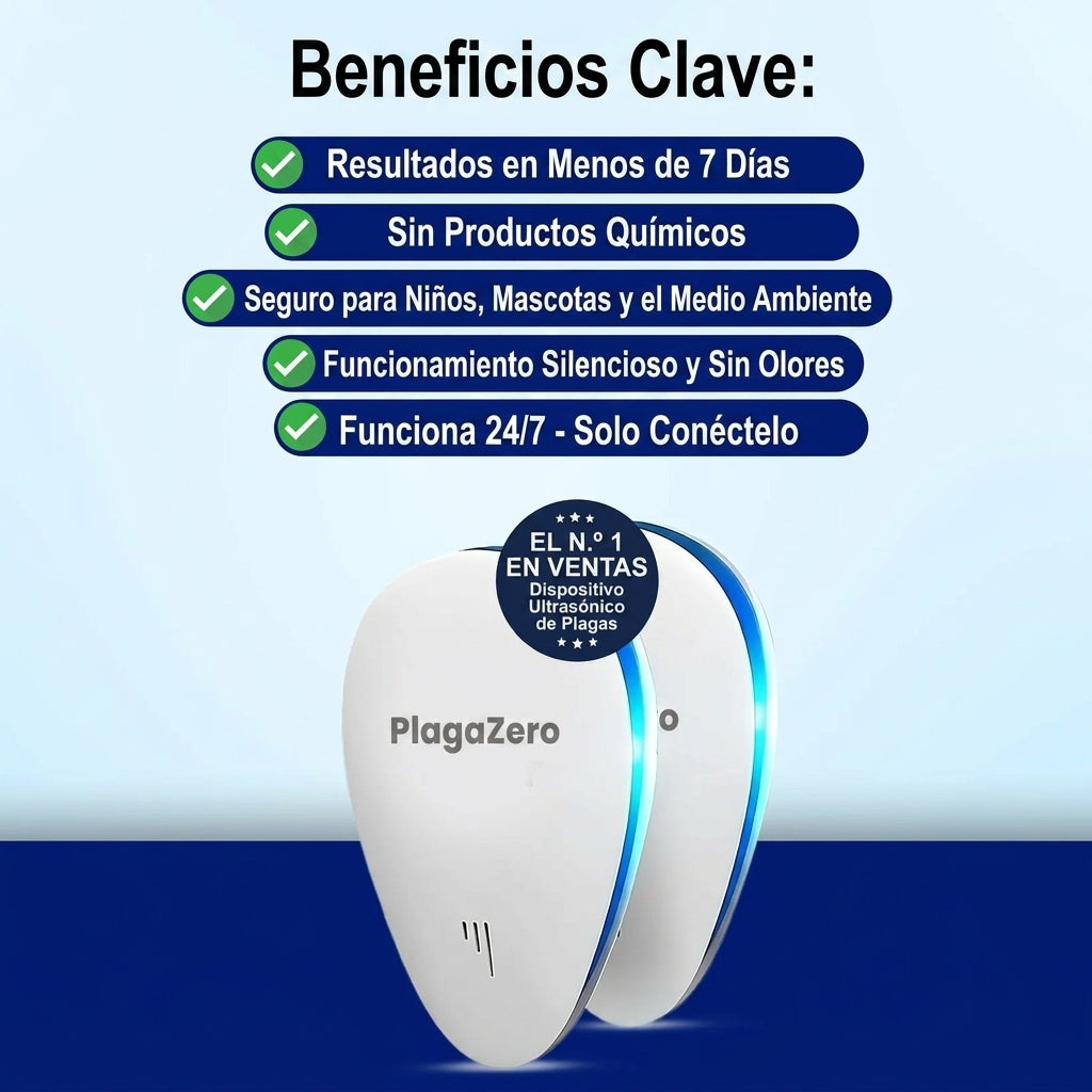 Plagazero™ Repelente de Plagas ultrasonico